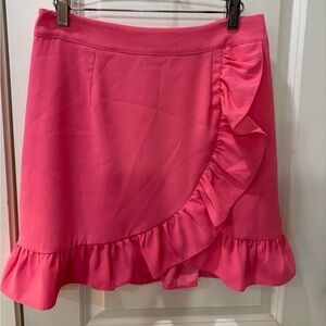 Karlie Asymmetrical Pink Ruffle Skirt